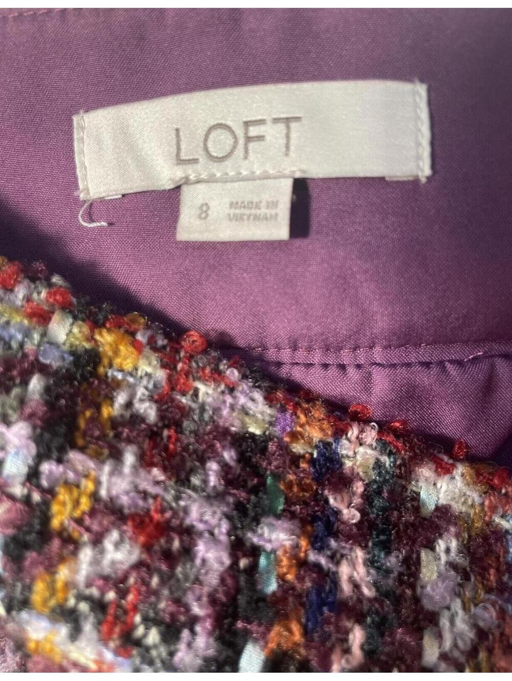 LOFT Tweed Mini Skirt Women's 8 Pockets Gingham Boxy - Picture 2 of 9
